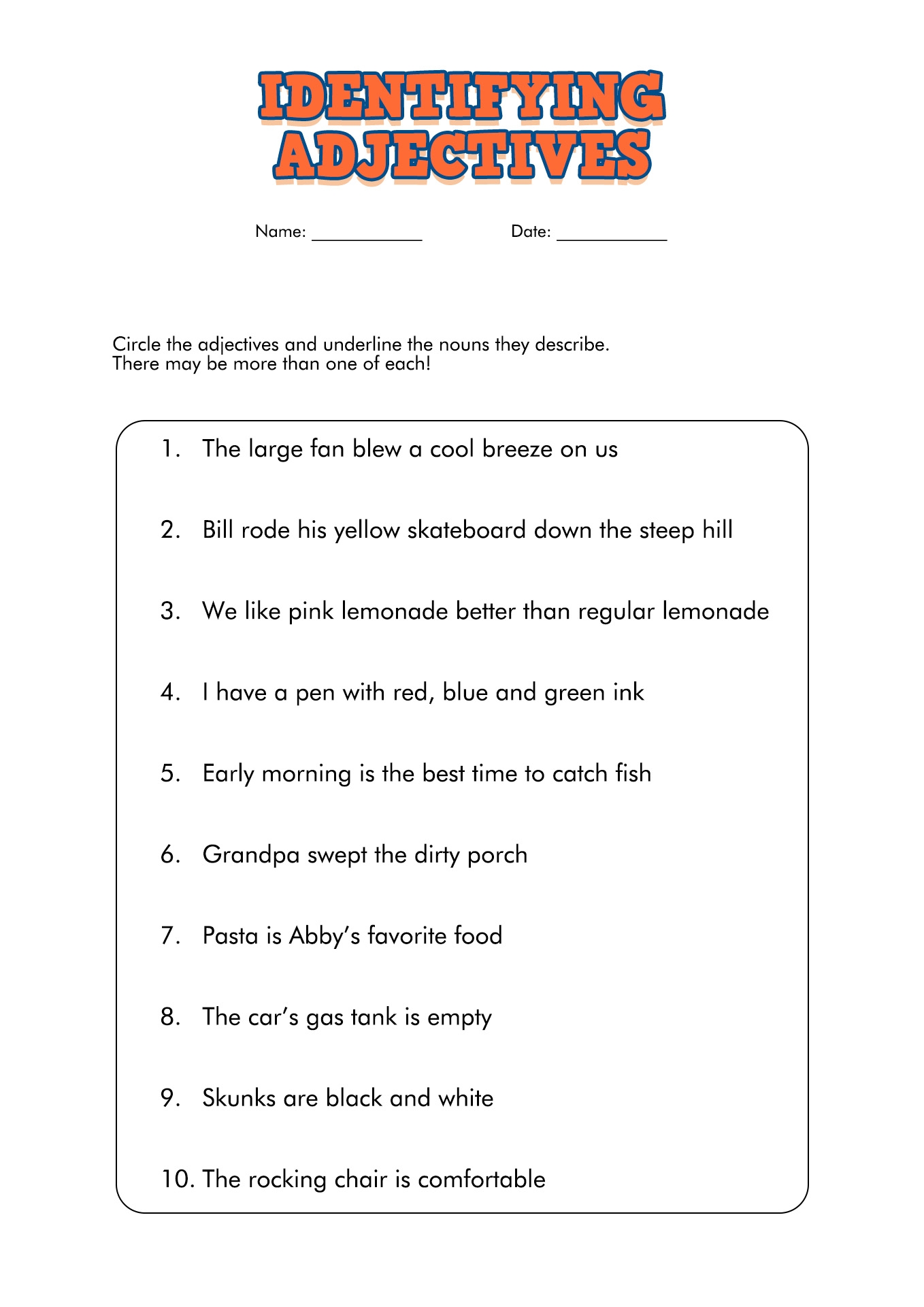 Free Printable Grammar Sheets