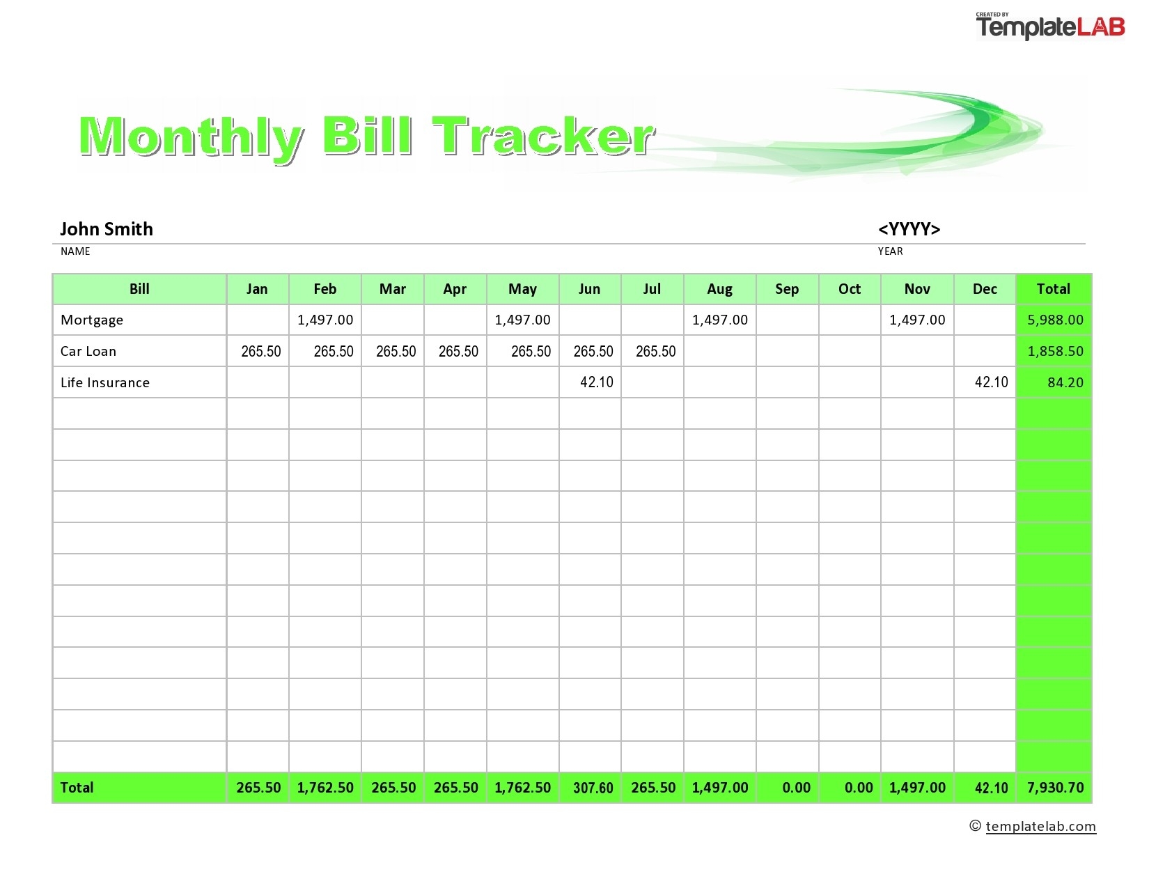 Free Printable Monthly Bill Organizer Sheets