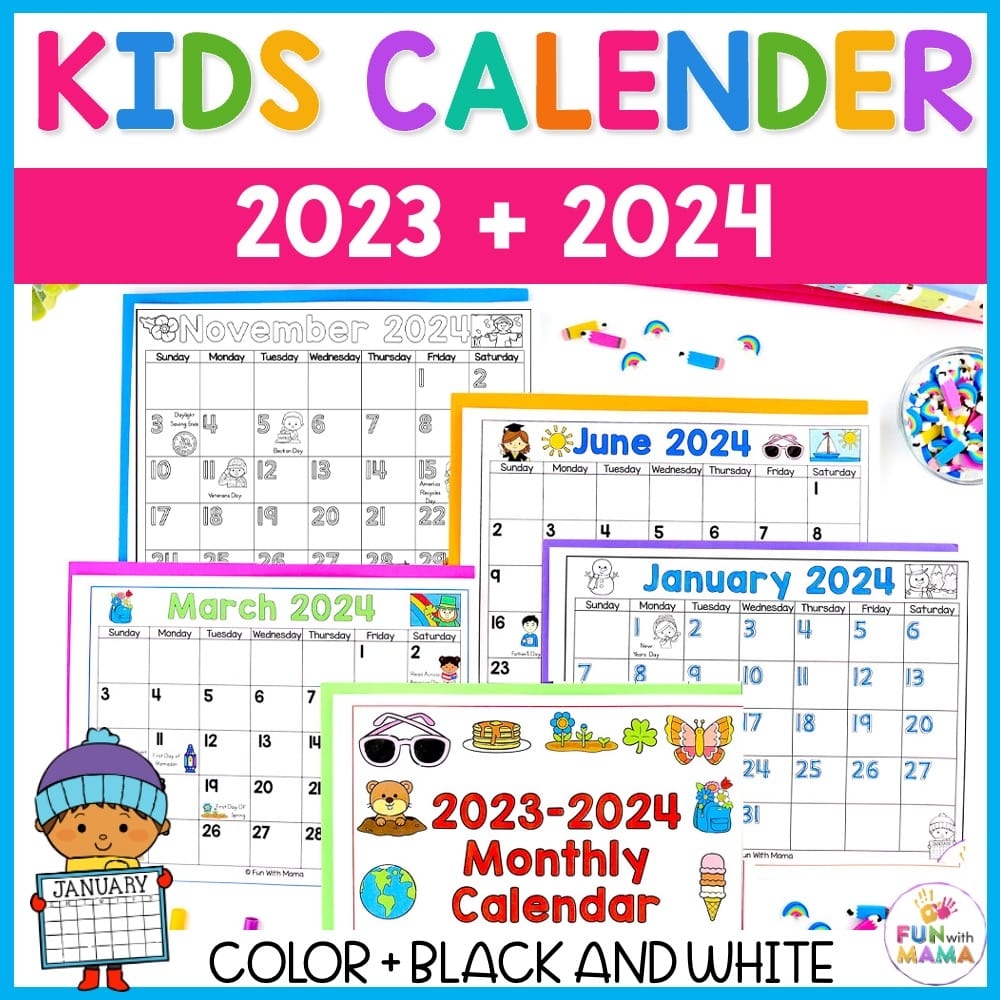 2023 2024 Monthly Calendar Activity Kindergarten Printable Fun With Mama Shop 2023 2024 Monthly Calendar Activity Kindergarten Printable Fun With Mama Shop