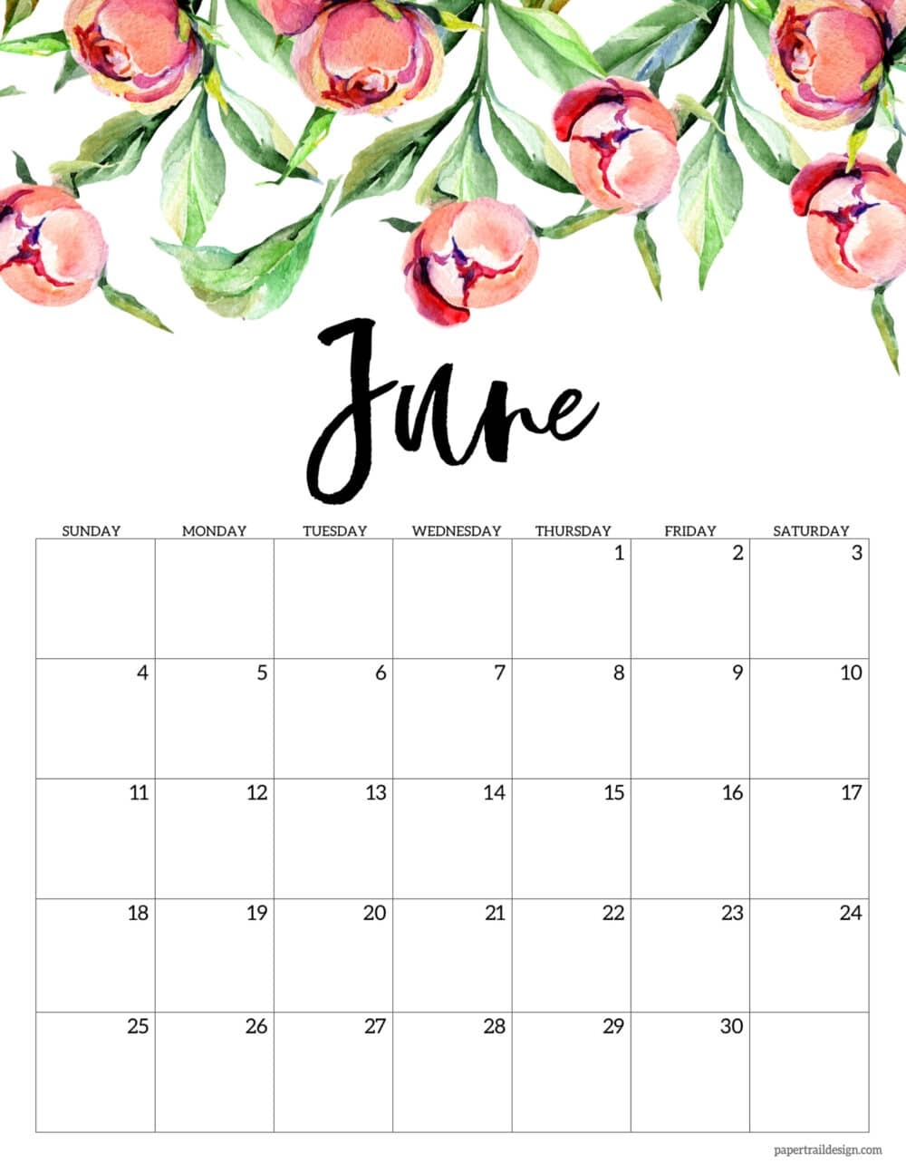Free Pretty Printable Calendar