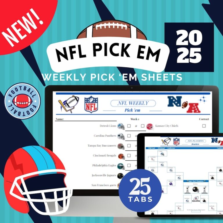 2025 Football Pick em Pool Spreadsheet Weekly Bet Tracker digital Download Etsy