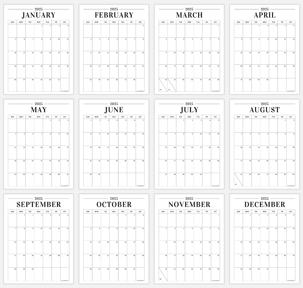 Printable Vertical Calendar