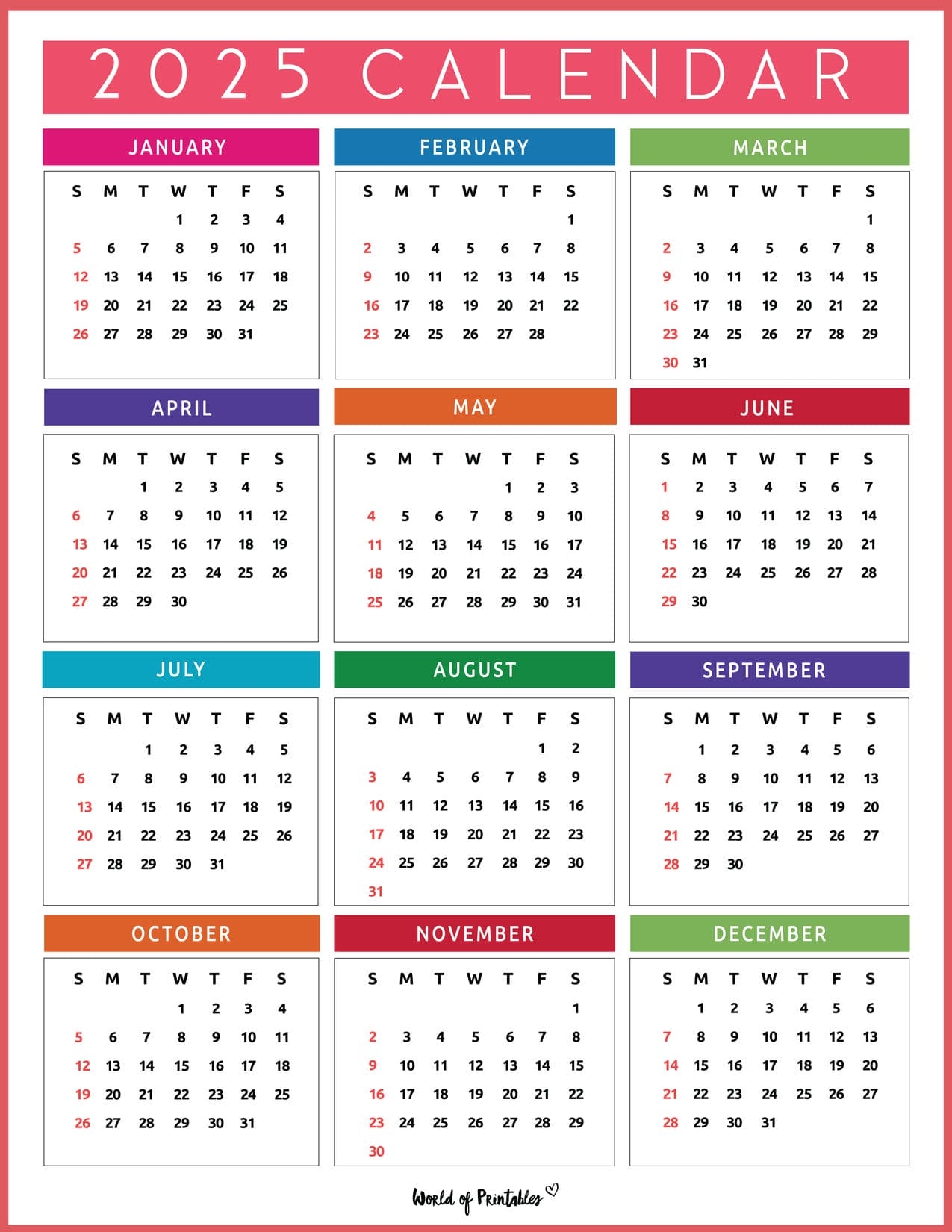 Printable Full Page Calendar