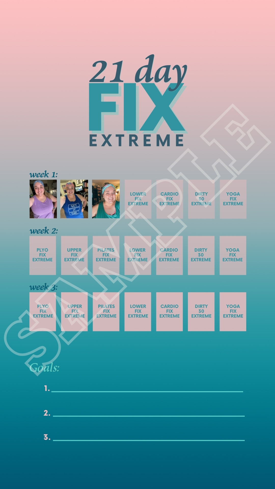 21 Day Fix extreme Sweaty Selfie Trackers Bodi Tracker Social Media Tracker IG Stories IG Template Etsy