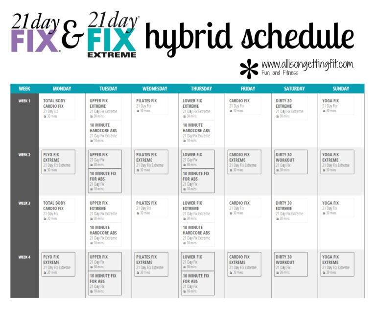 21 Day Fix Extreme Workout Calendar Workout Schedule 21 Day Upper Fix 21 Day Fix Lower