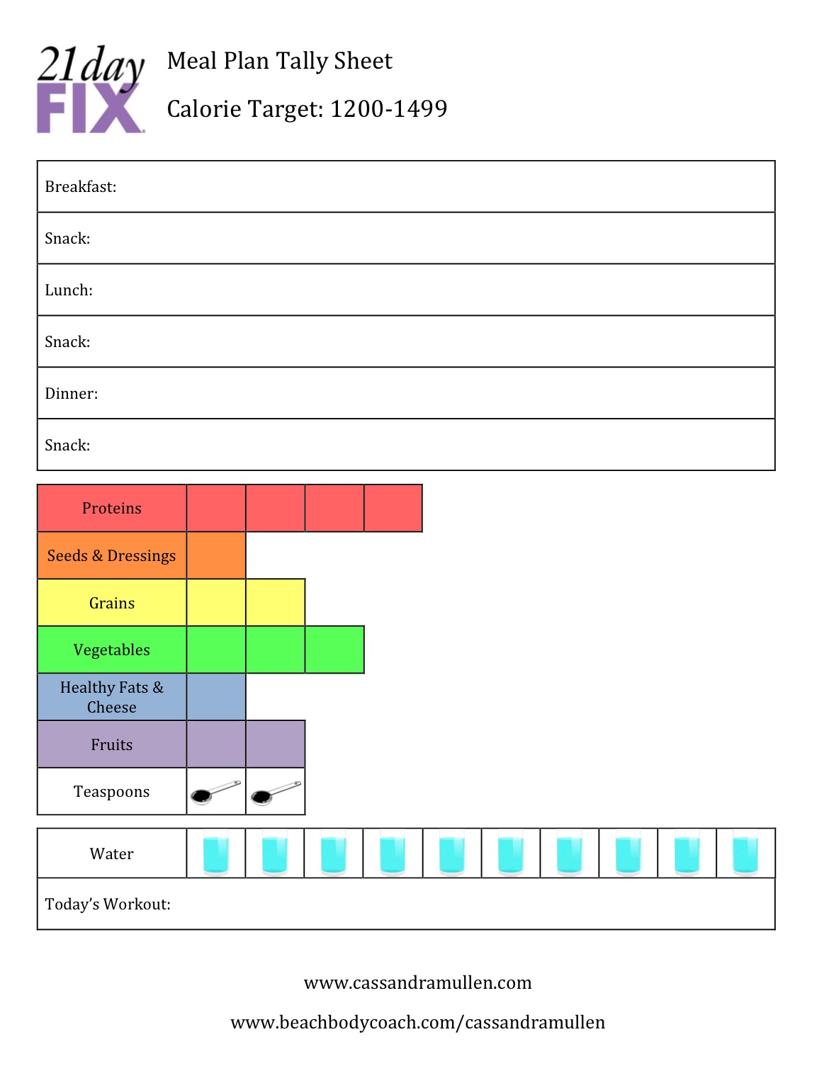 21 Day Fix Printables Cassandra Mullen