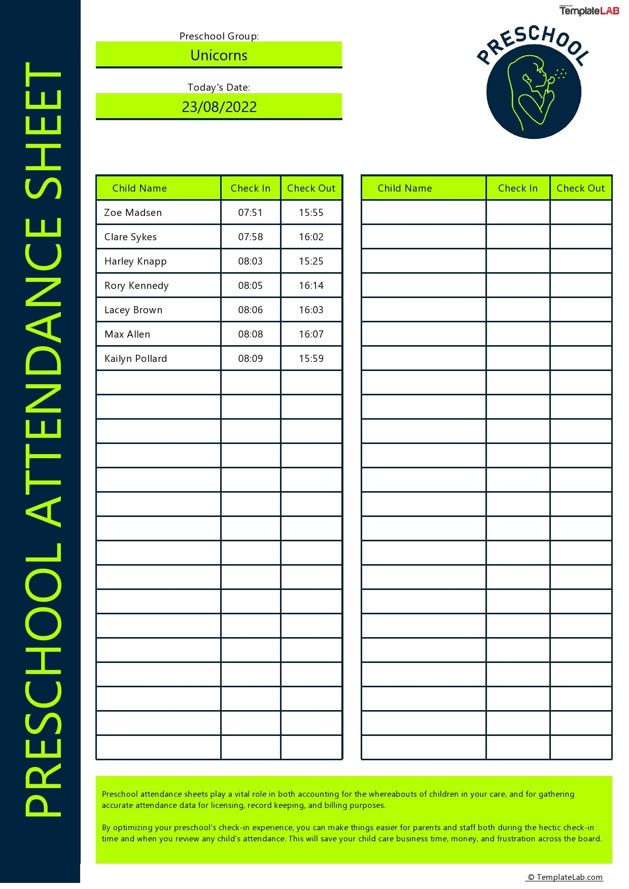 23 Free Printable Attendance Sheet Templates Word Excel 