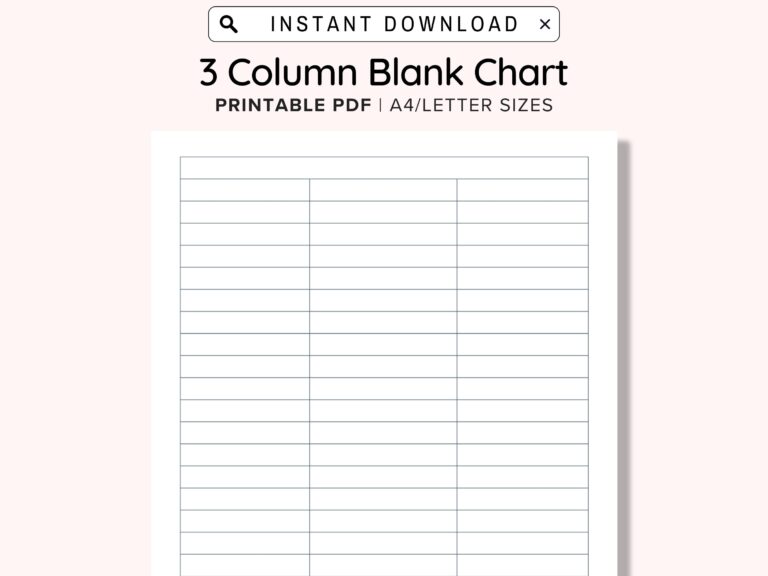 3 Blank Columns Chart Text Input Print And Write Printable Digital 