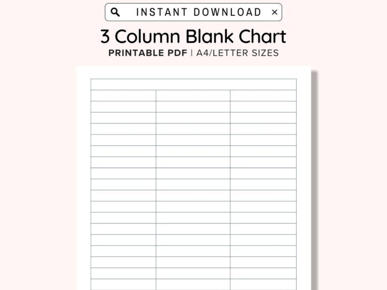 3 Blank Columns Chart Text Input Print And Write Printable Digital Download Blank Column Template Printable Columns Columns W Title PDF Etsy UK