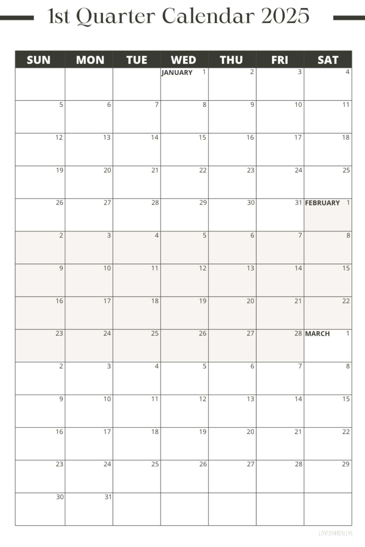 3 Month Calendar Printables 2025 And 2026 Love Our Real Life