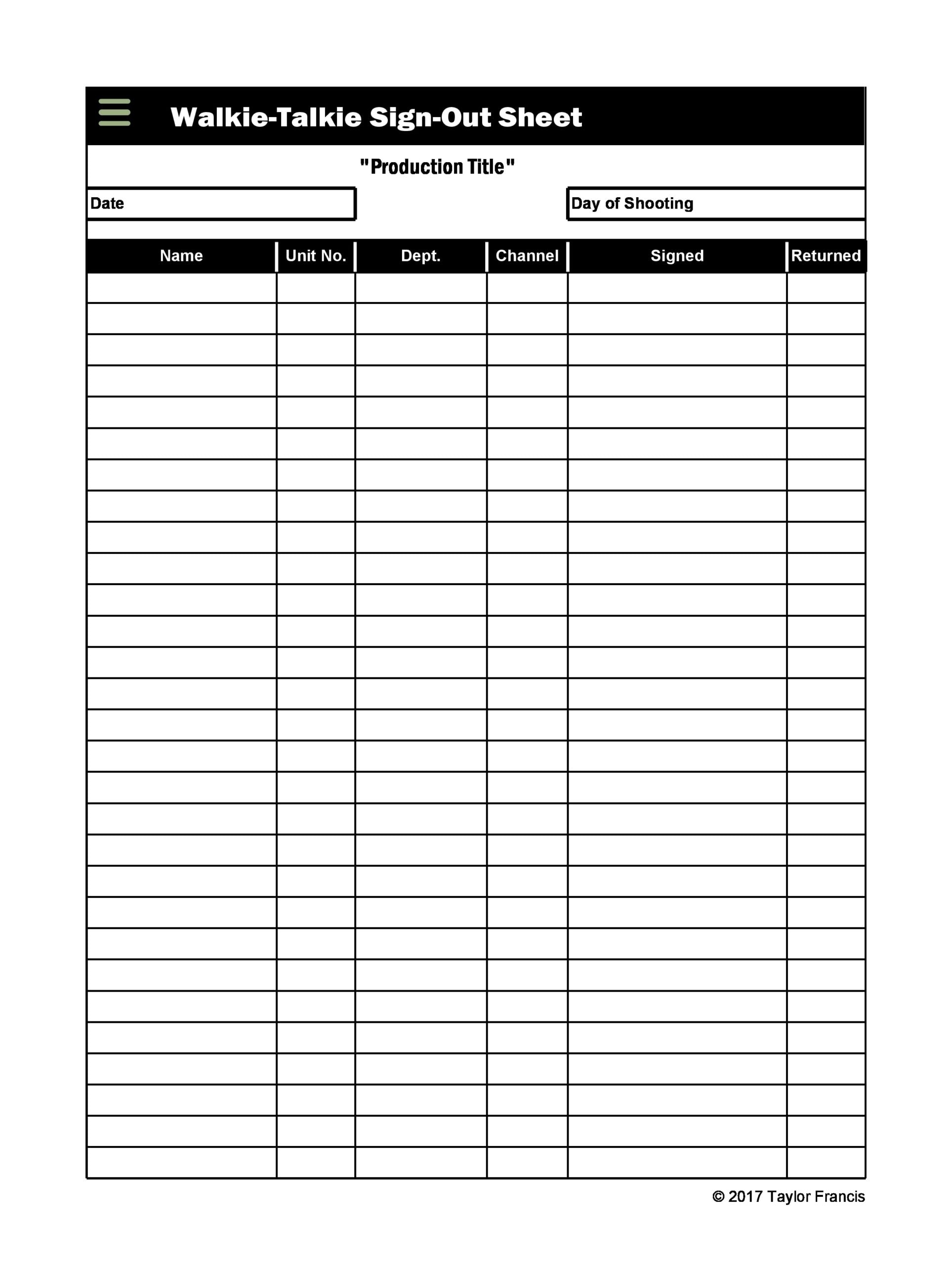 Sign In Sheet Template Printable