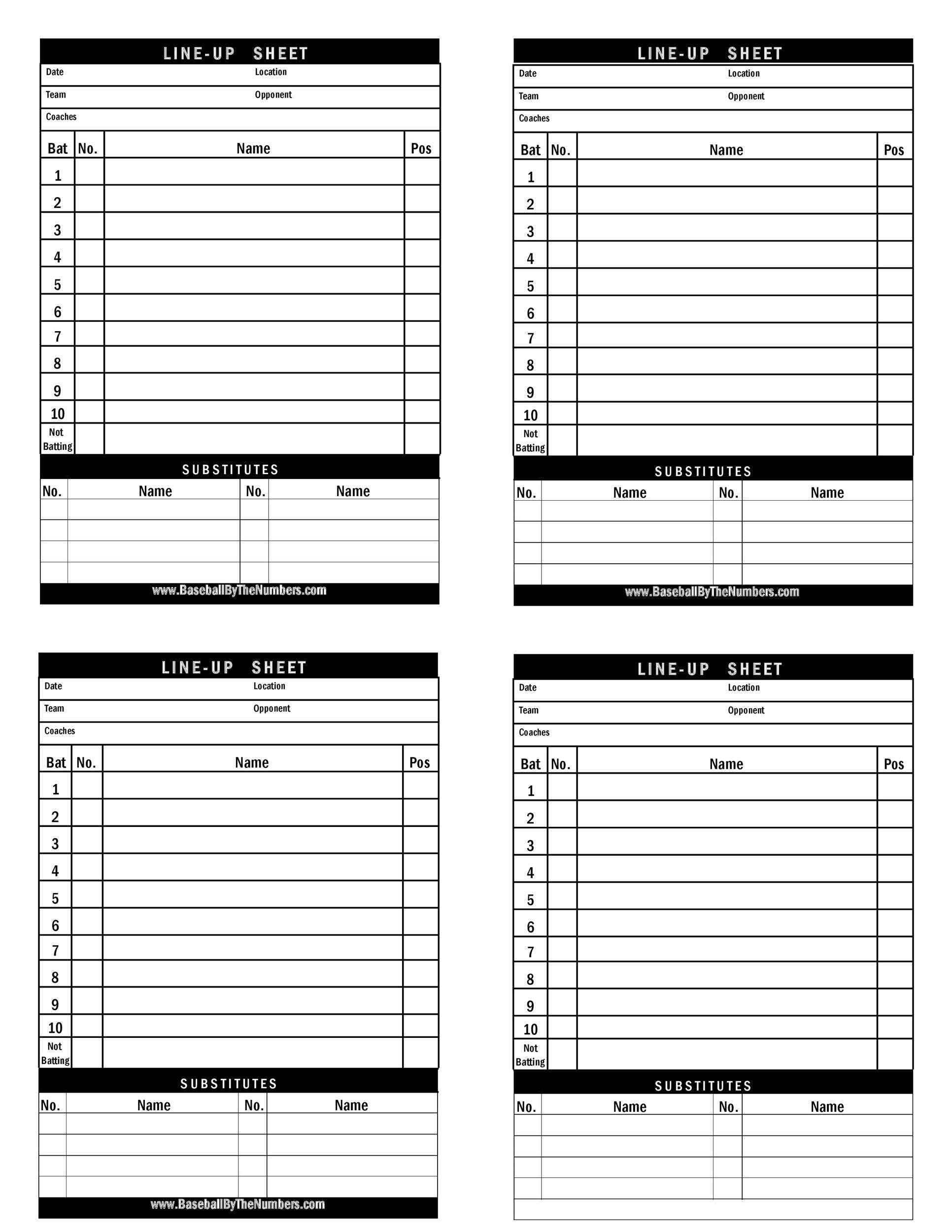 33 Printable Baseball Lineup Templates Free Download TemplateLab