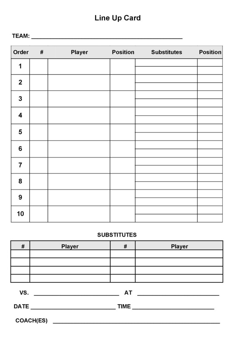 33 Printable Baseball Lineup Templates Free Download TemplateLab