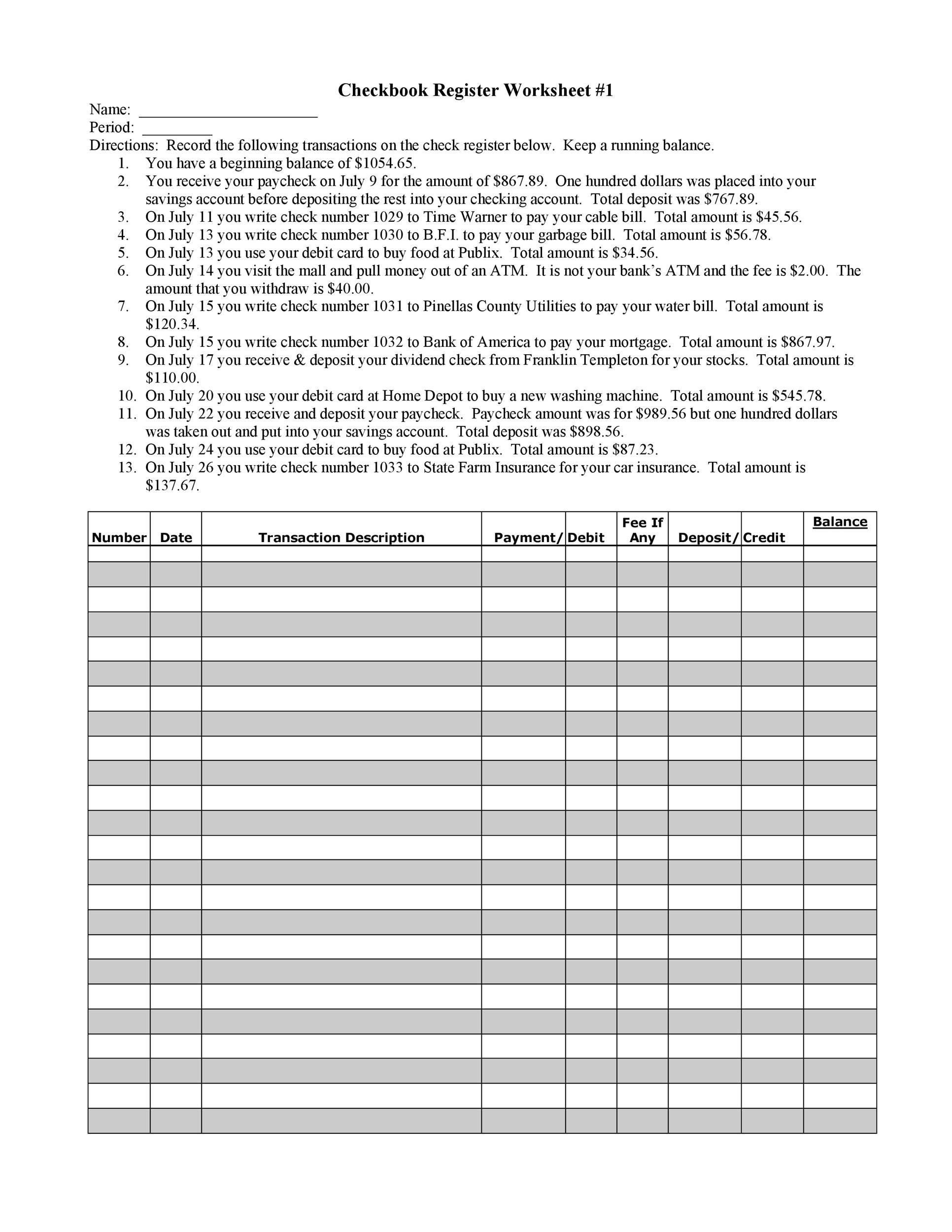 39 Checkbook Register Templates 100 Free Printable TemplateLab