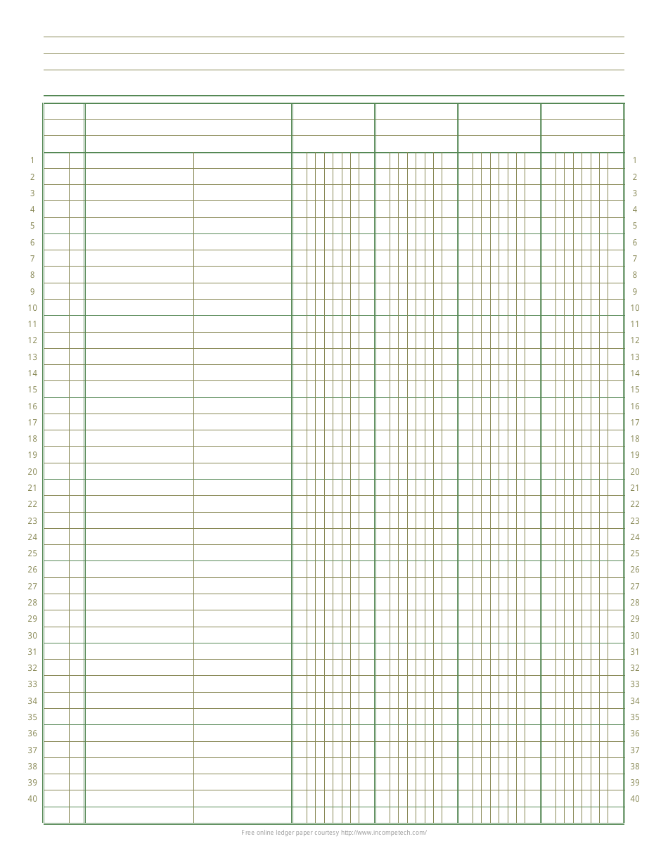Printable Ledger Sheets Accounting