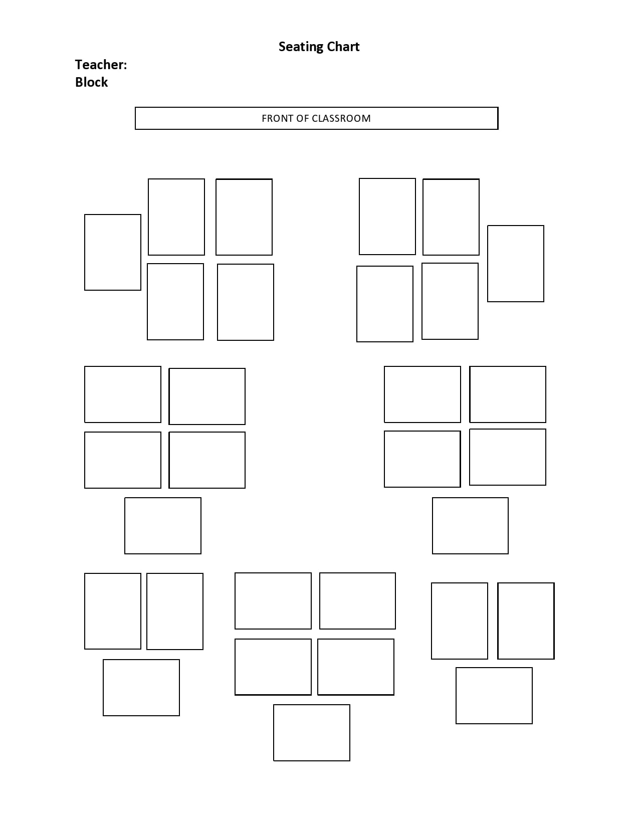 Blank Seating Chart Printable