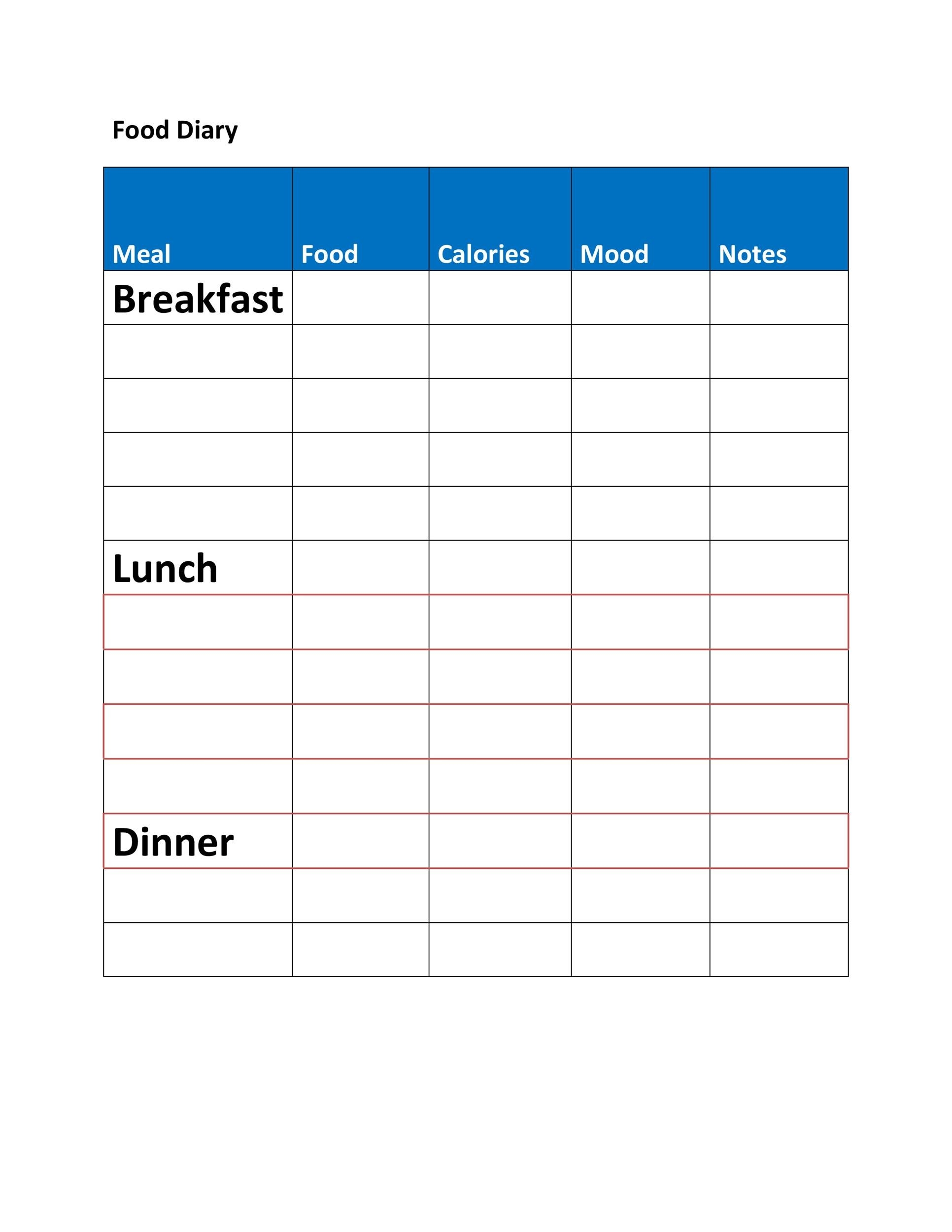 49 Simple Food Diary Templates Food Log Examples 49 Simple Food Diary Templates Food Log Examples