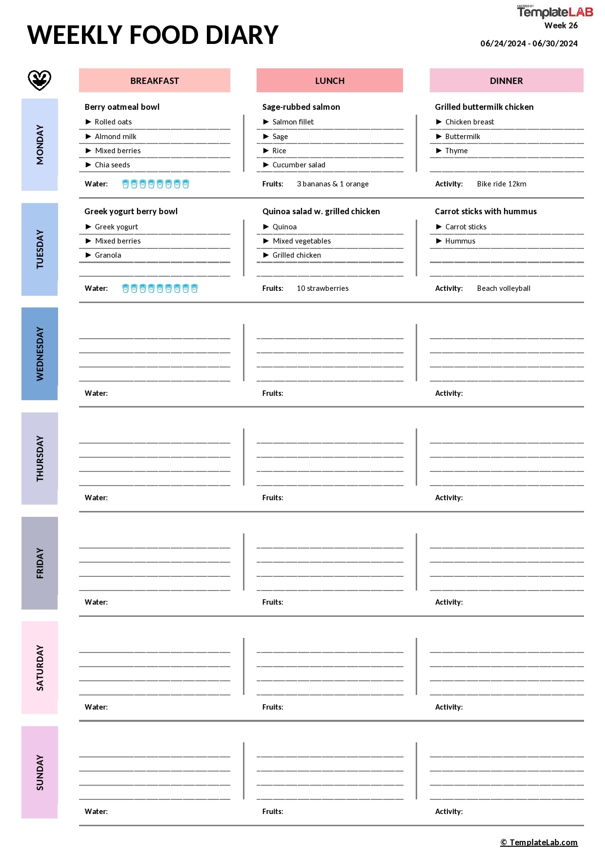 49 Simple Food Diary Templates Food Log Examples 49 Simple Food Diary Templates Food Log Examples