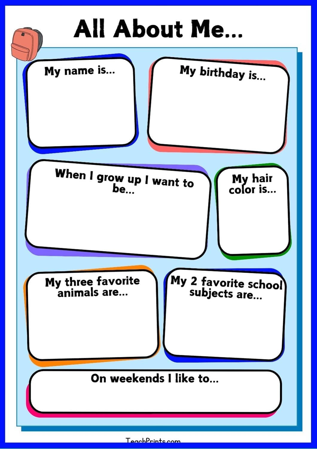 9 Free All About Me Worksheets Printables Teach Prints 9 Free All About Me Worksheets Printables Teach Prints