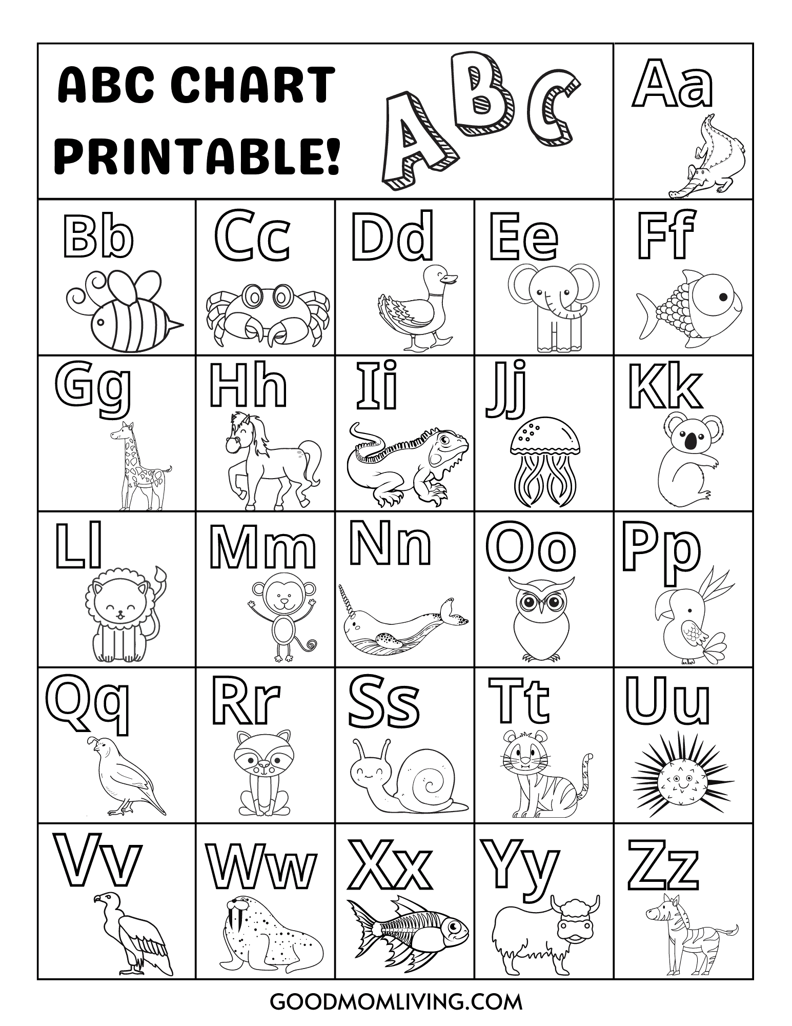 ABC Chart For Kids Free Printable ABC Alphabet Chart Good Mom Living ABC Chart For Kids Free Printable ABC Alphabet Chart Good Mom Living