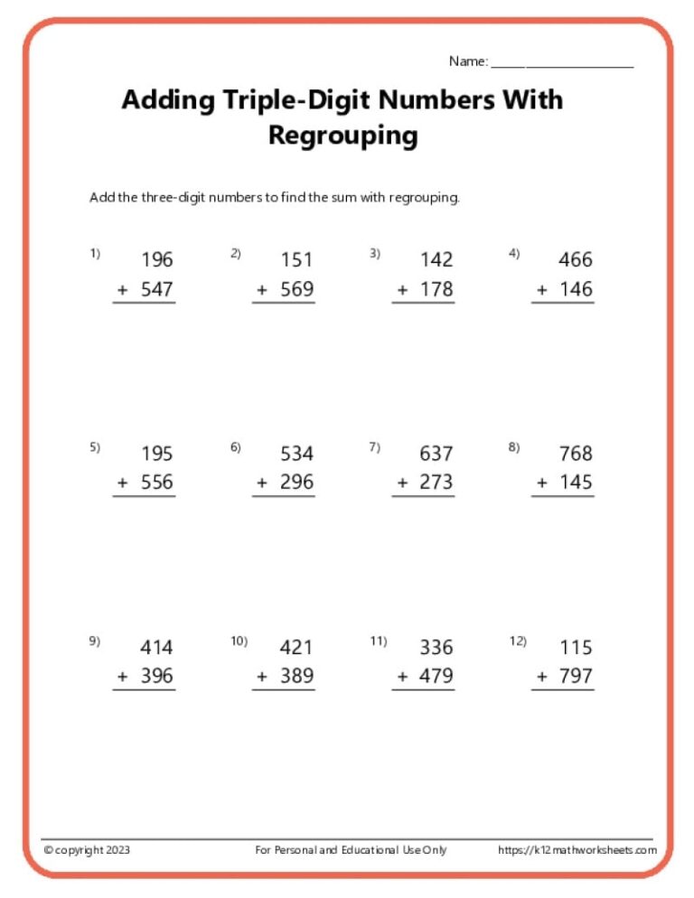 Addition Worksheets K12 Math Worksheets