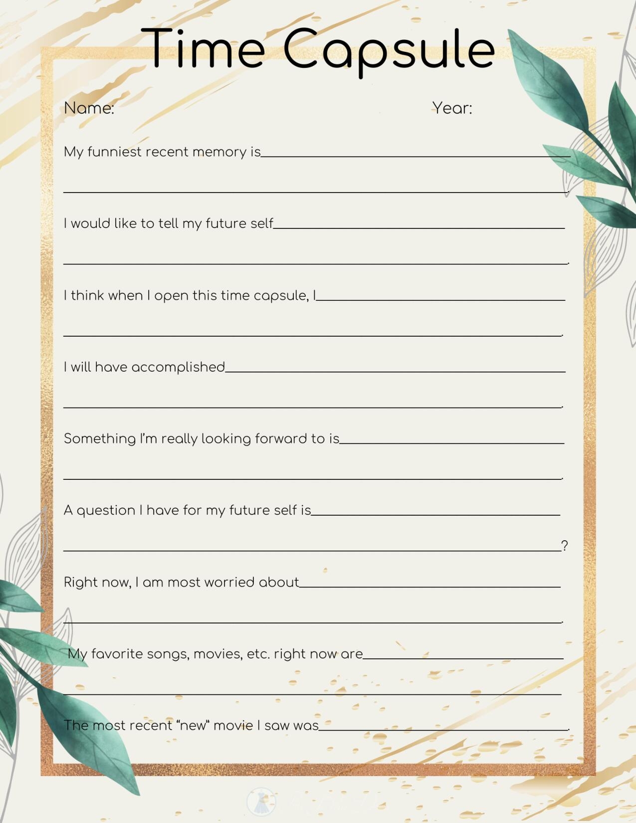 Adult Time Capsule Printable This Blue Dress Adult Time Capsule Printable This Blue Dress