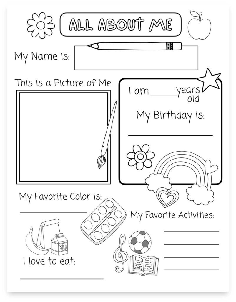 All About Me Worksheet Free Printable