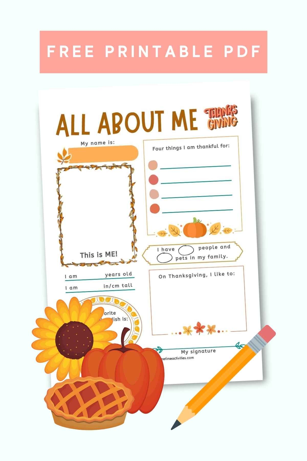 All About Me Thanksgiving Printable Worksheet All About Me Thanksgiving Printable Worksheet