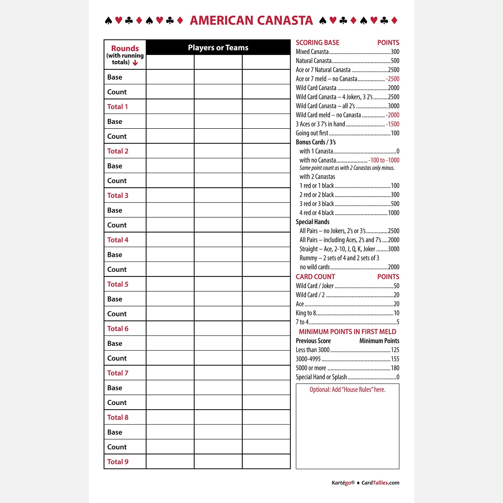 Amazon American Canasta Score Pads 3 Pads 50 Sheets Each Enjoy The Original Made In The USA Toys Games