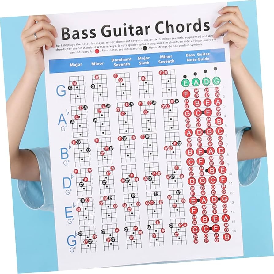 Amazon Bass Notes Chart Bass Chords Poster Guitar Chord Chart Poster Laminated Guitar Poster Guitar Parts Eleguitar Guitar Bass Diagram Electric Bass Chord Chart Reference Image Everything Else