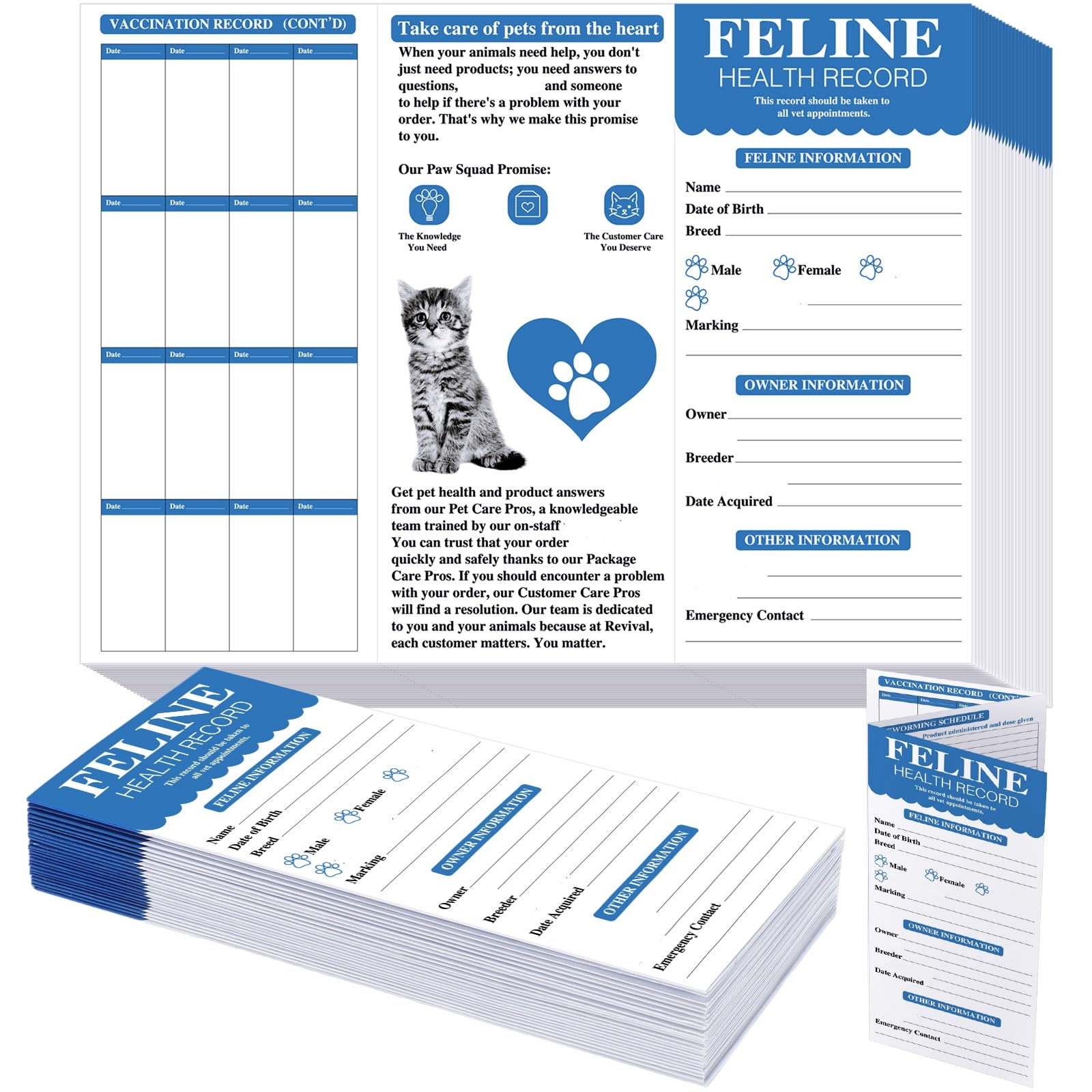 Amazon Dunzoom 25 Pcs Cat Health Records Cat Vaccine Record Book Kitten Vaccination Record Card Foldable Cat Vaccines Shot Record Kitten Health 