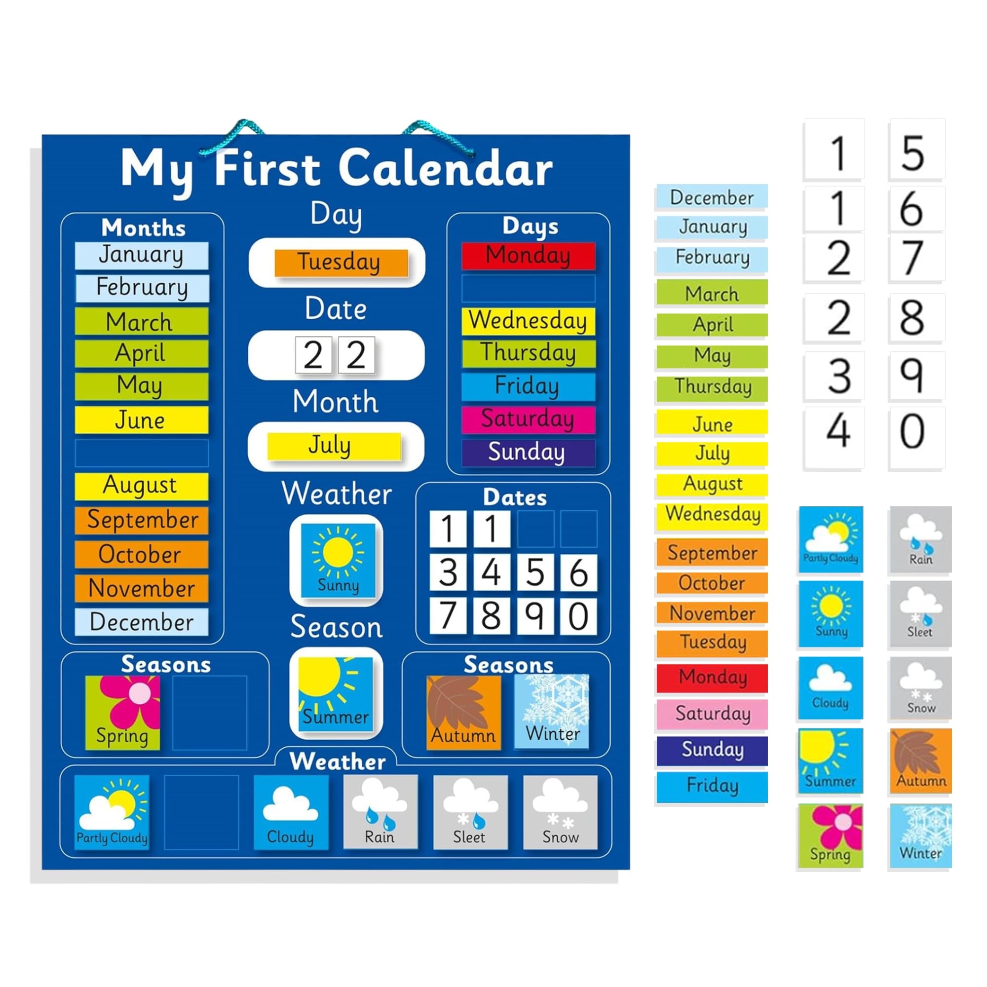 Amazon Fridge Magic Interactive Children s Magnetic Learning Calendar Blue Fun Educational Tool For Time Seasons And Weather Awareness 40x32 Cm With Easy Hang Loop Office Products