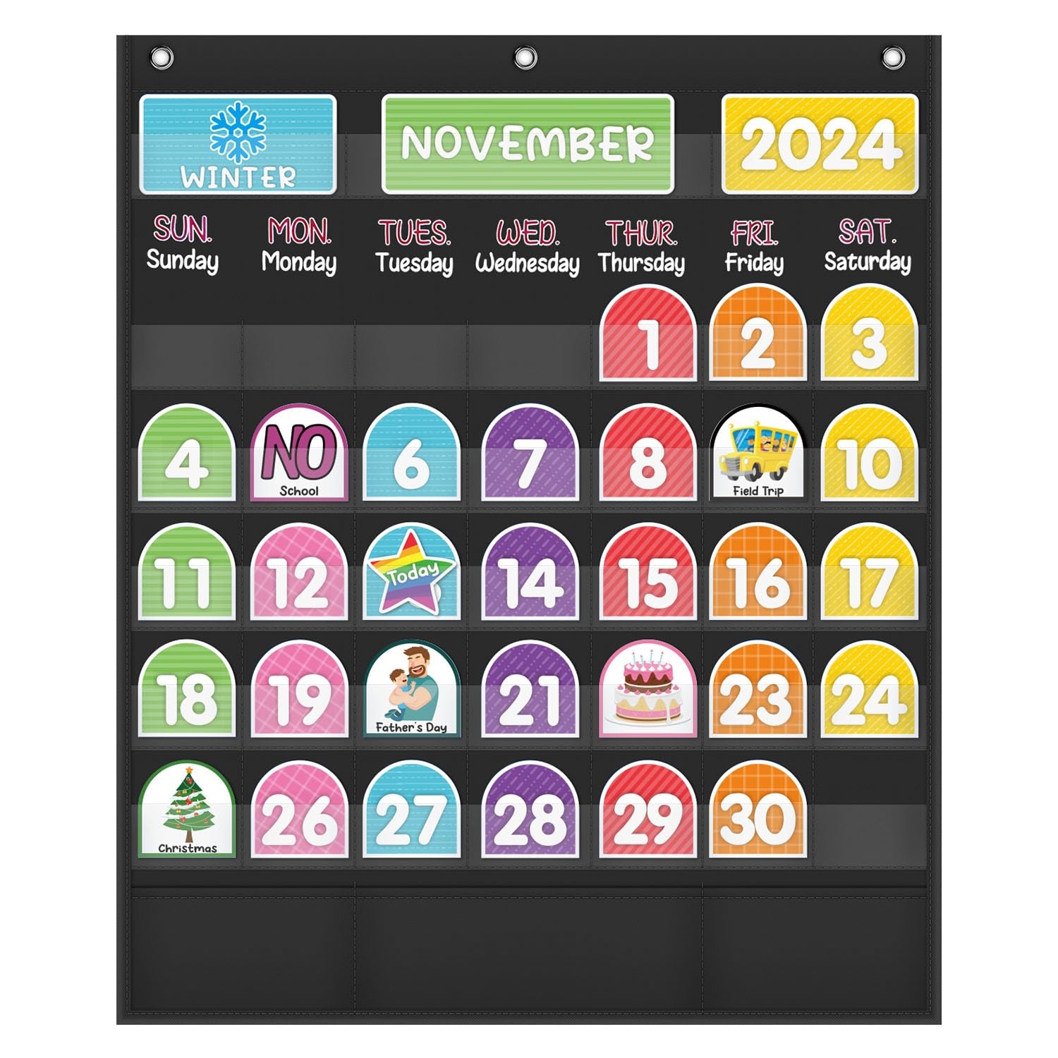 Amazon Mewise Monthly Calendar Pocket Chart With 92 Activity Cards For Kids Simplified Calendar Pocket Chart For Kids Easy Learning Classroom Teacher Must Have Supplies School Decor Black English Office Products