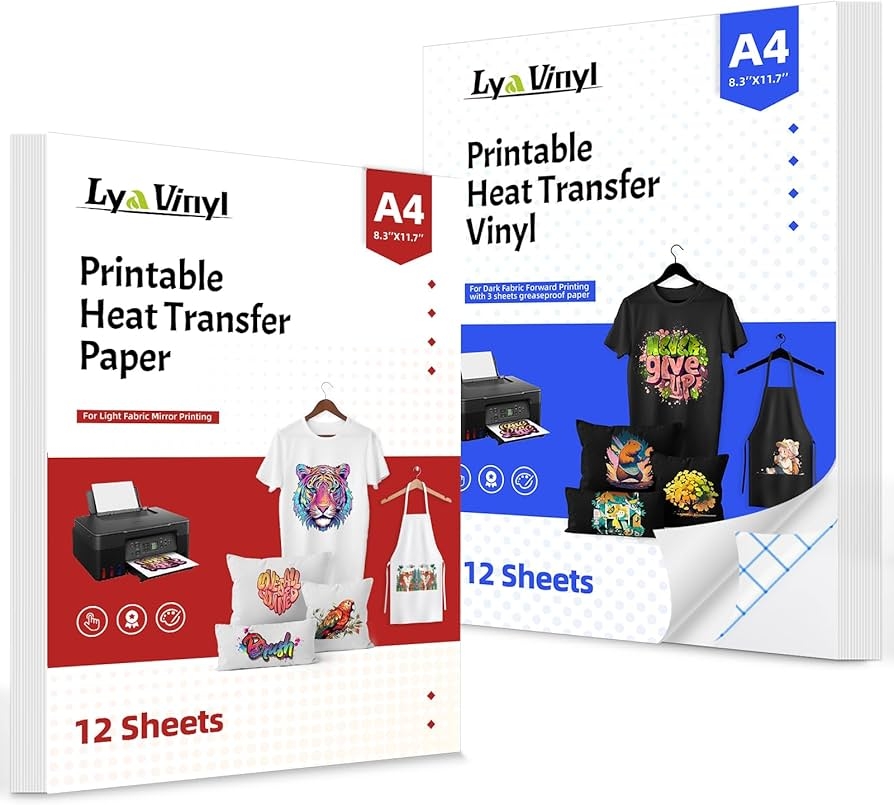 Amazon Printable Heat Transfer Vinyl For T Shirts 27 Sheets 8 5 X 11 Heat Transfer Paper For Inkjet Printer 12 Sheets Iron On Transfer Paper For Light 12 Sheets