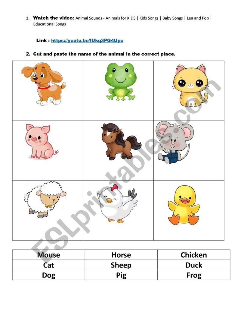 Animal Sounds ESL Worksheet By Monicadahe