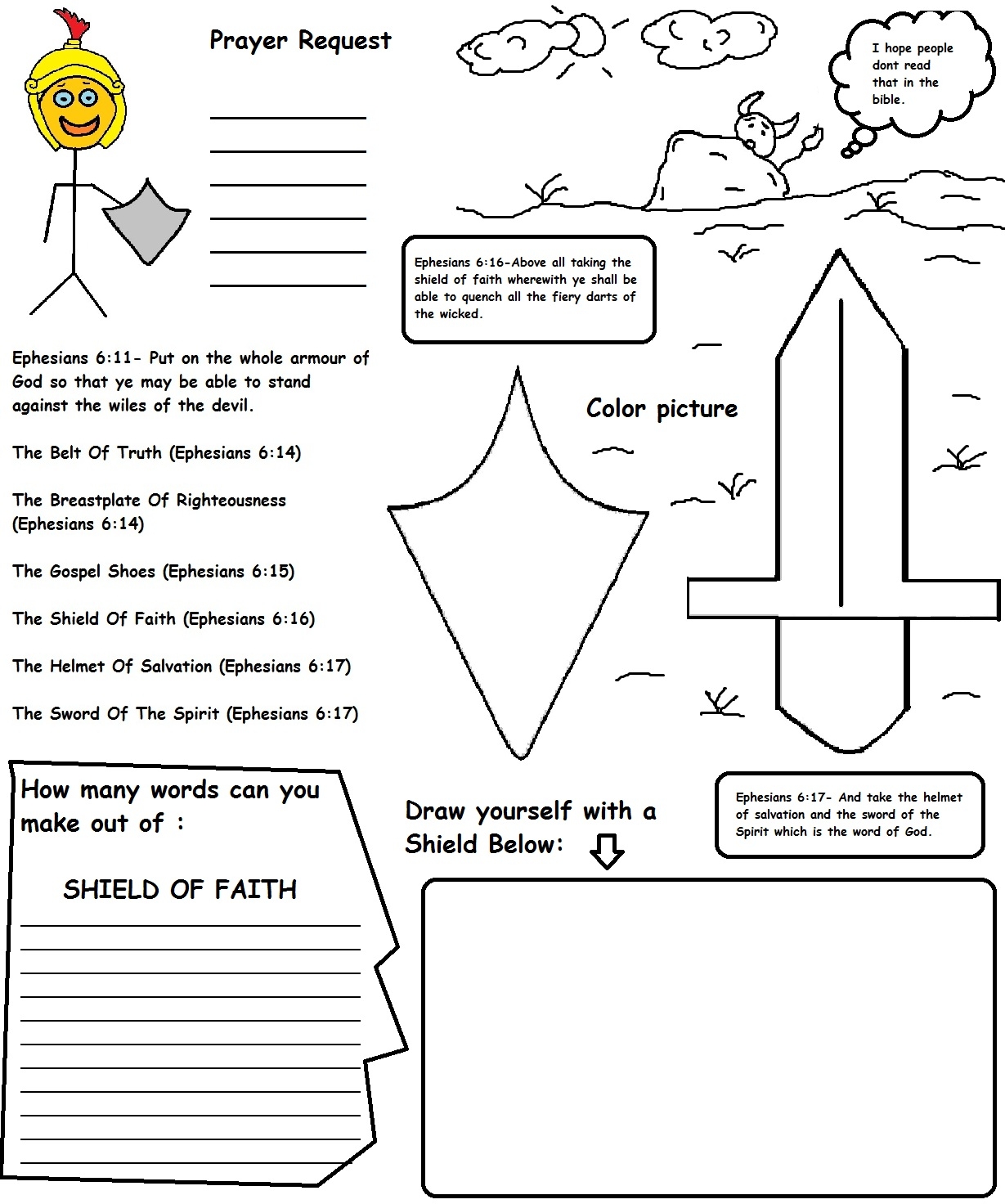 Free Printable Armor Of God Worksheets