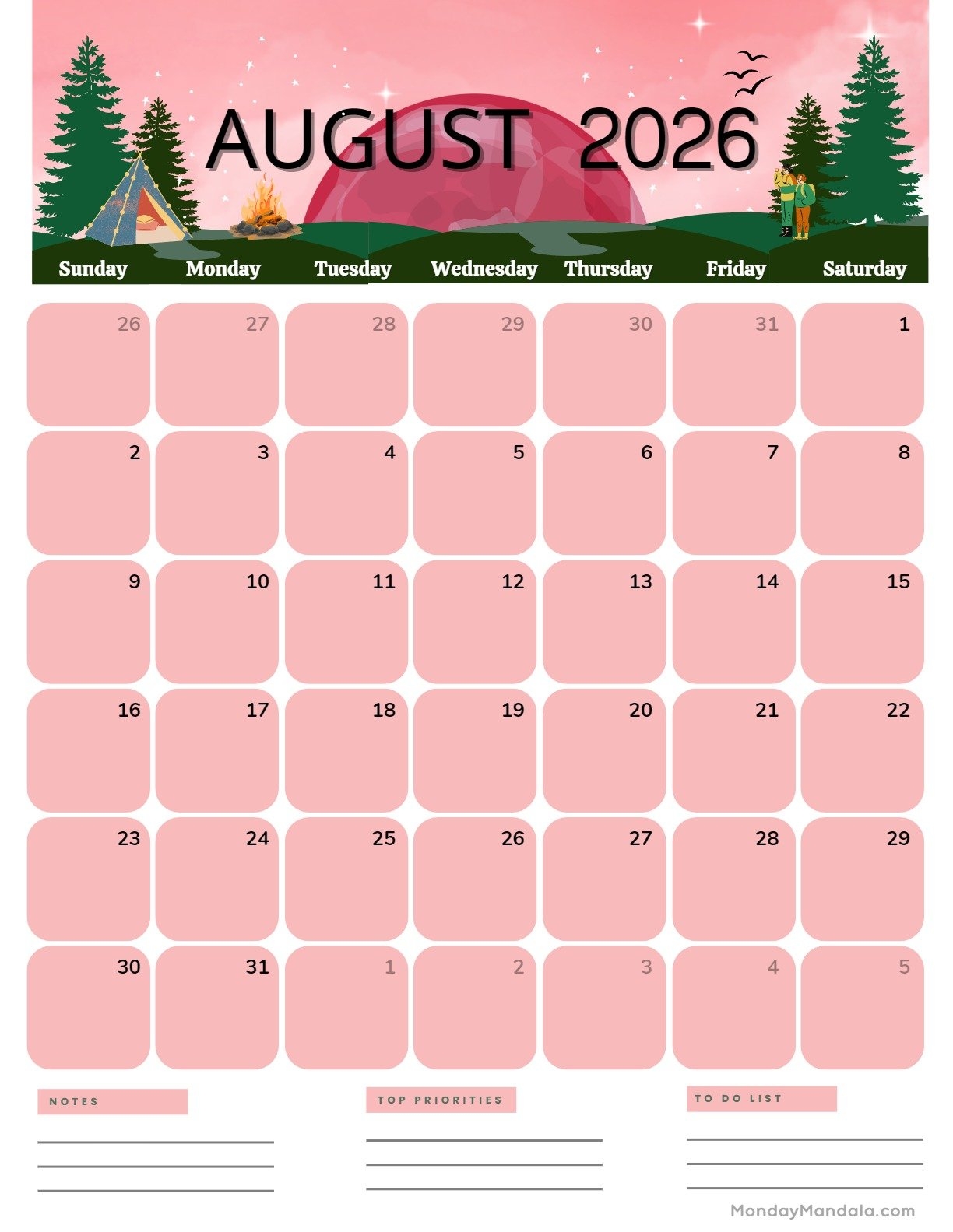 August 2026 Calendars 52 Free PDF Printables August 2026 Calendars 52 Free PDF Printables