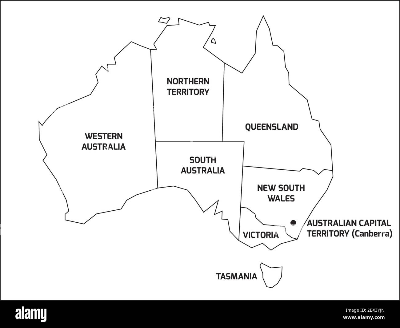 Australia Map States Black And White Stock Photos Images Alamy