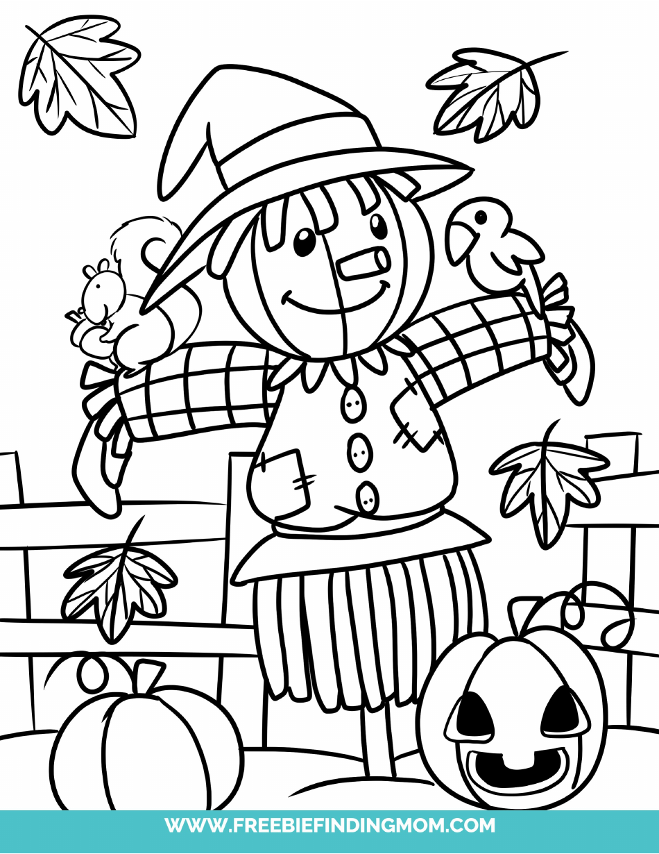 Autumn Scarecrow Coloring Page Download Printable PDF Templateroller