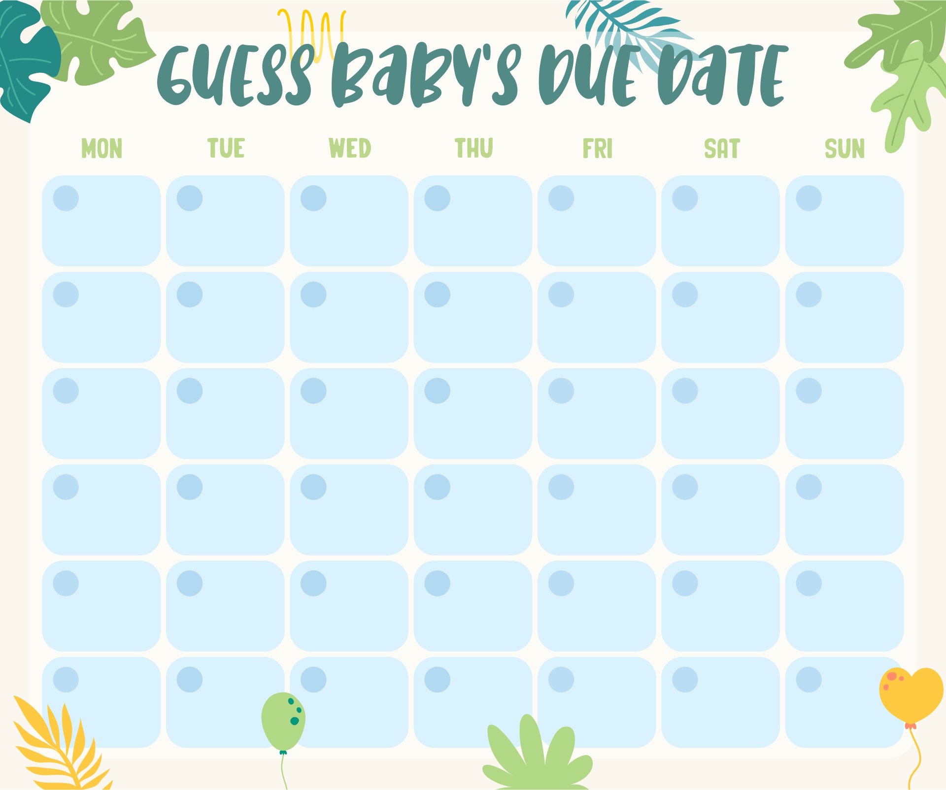 Printable Due Date Calendar Free