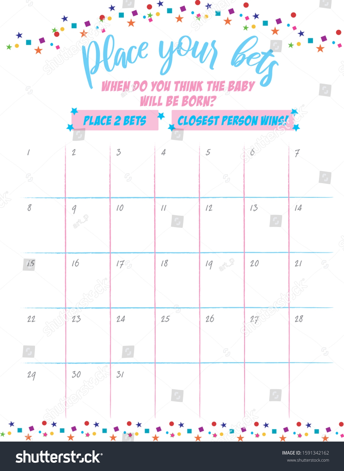 Baby Due Date Guessing Game Printable Calendar Template Due Date Game Printable Free Guess