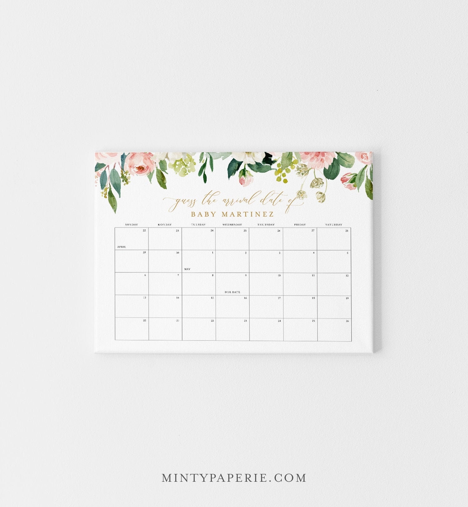 Baby Due Date Sign Guess The Birthday Baby Shower Game Baby Calendar Printable Editable Template Instant Download Templett 043 101GDD Etsy