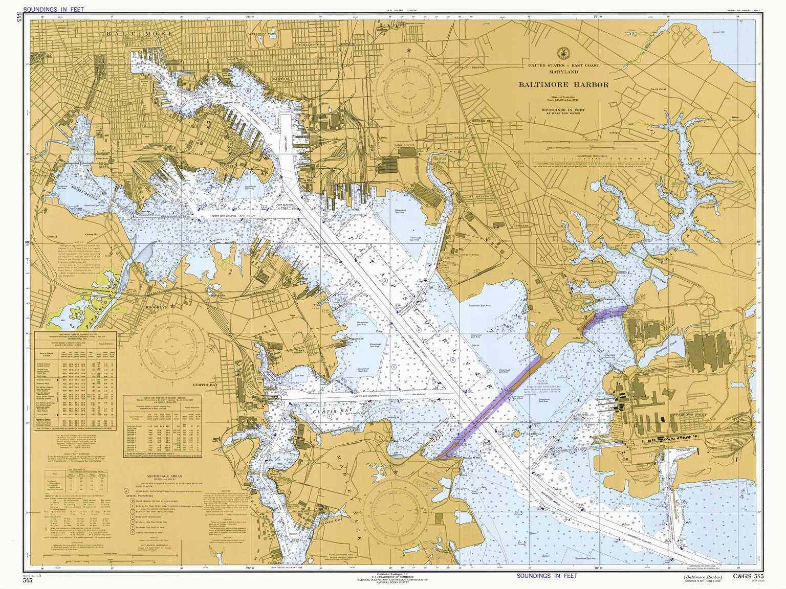 Baltimore Harbor Antique Nautical Chart Baltimore Harbour Inner Harbour Sparrows Point Buy Old Map Prints Of United States Of America