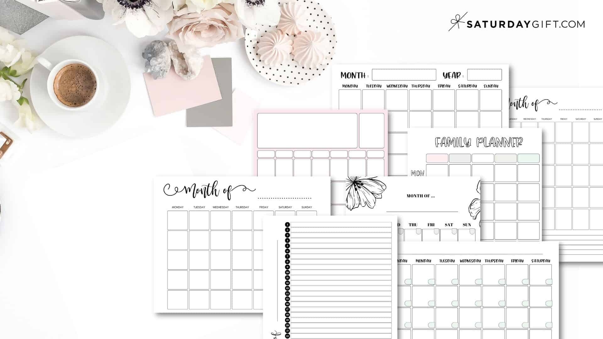 Blank Calendar Templates 29 Cute Free Printables SaturdayGift