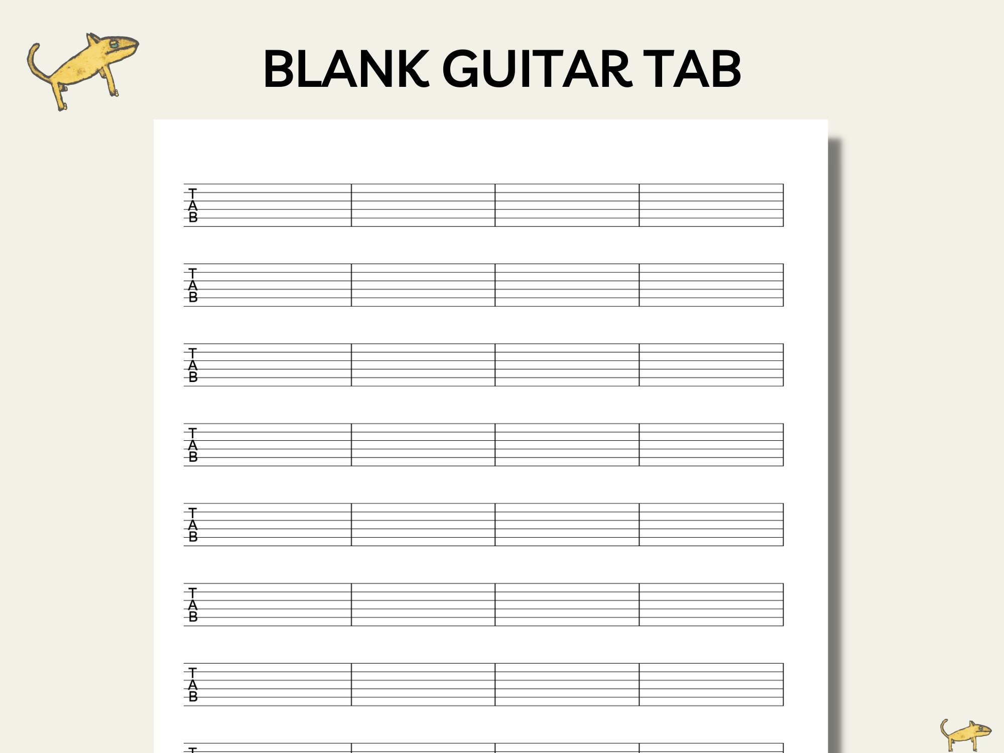 Blank Guitar Tab Paper Music Lesson Sheet PDF PNG Etsy Blank Guitar Tab Paper Music Lesson Sheet PDF PNG Etsy