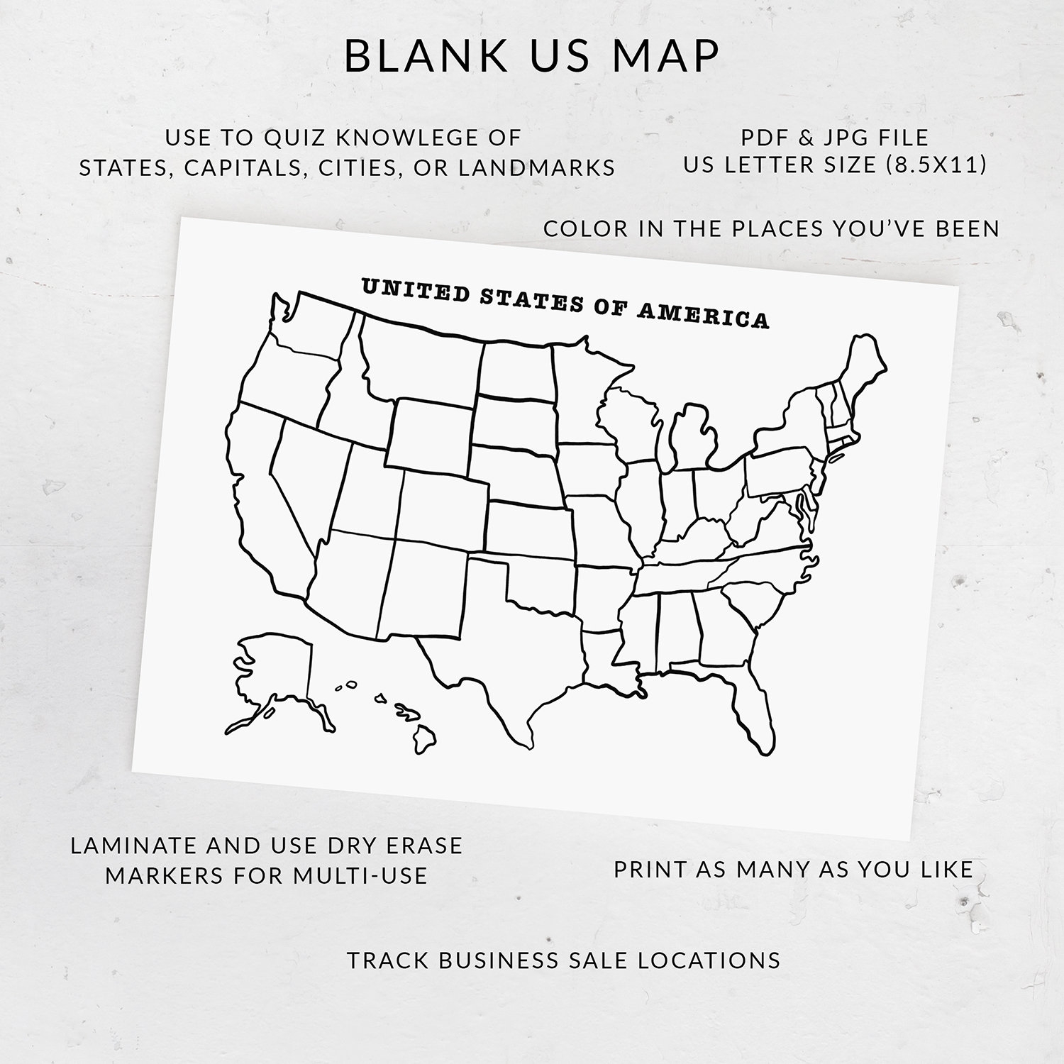 Blank USA State Map Places I ve Been Map Blank US Map Quiz Sales Map Tracker Homeschool Geography Printable USA Coloring Page Us Map Etsy Finland