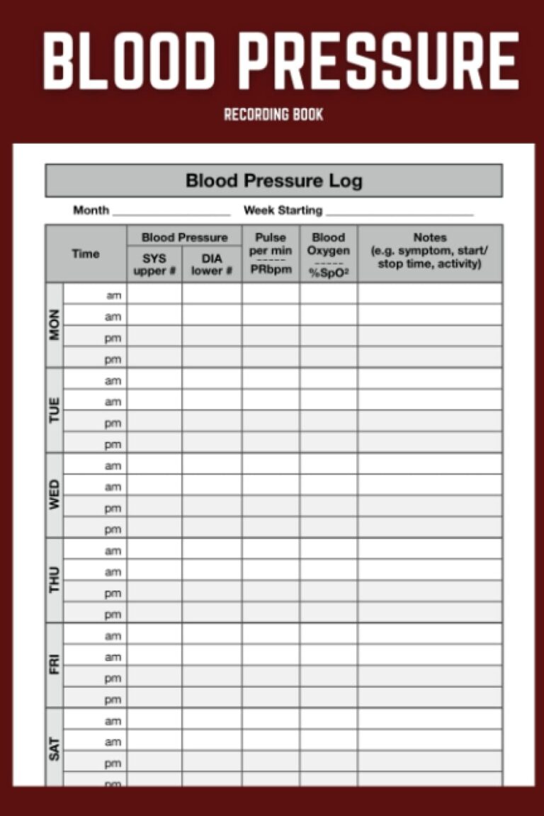 Blood Pressure Recording Book Essential Blood Pressure Log Track And Monitor Blood Pressure And Pulse Ox At Home 110 Pages 6 X 9 Forms Precision Amazon de Books