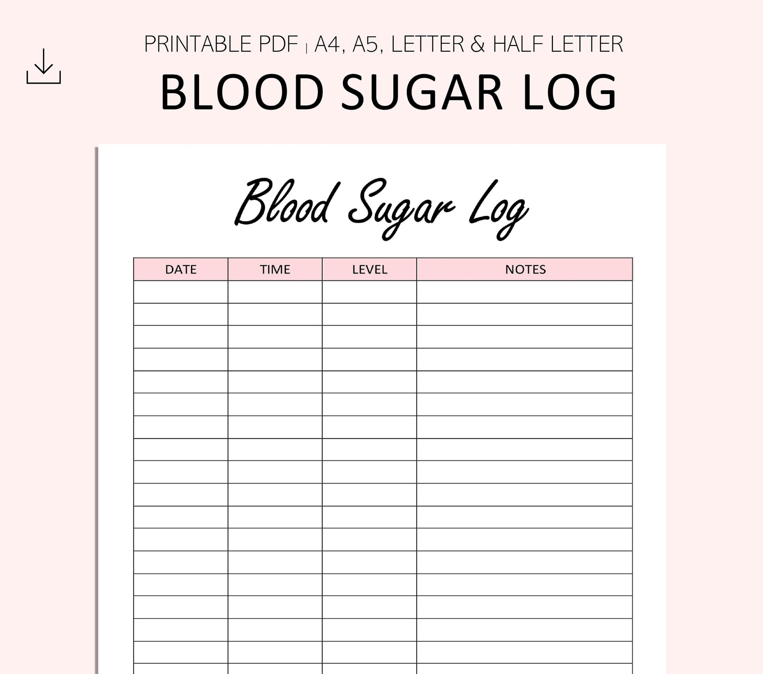 Free Printable Blood Sugar Log Sheets