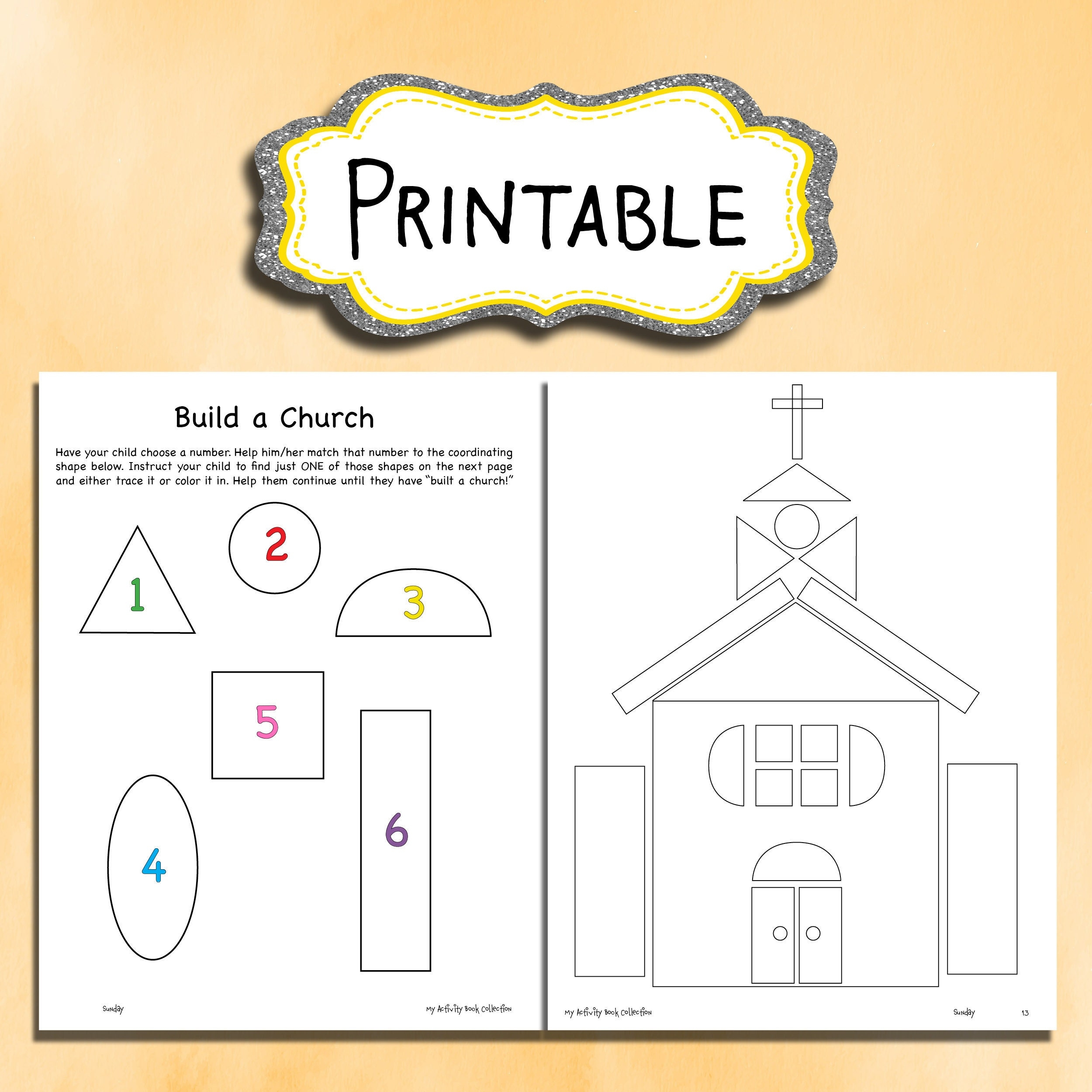 Build A Church Printable Worksheet For Kids NONDENOMINATIONAL CHRISTIAN Activity For Kids Sunday Activity Quiet Book Church For Kids