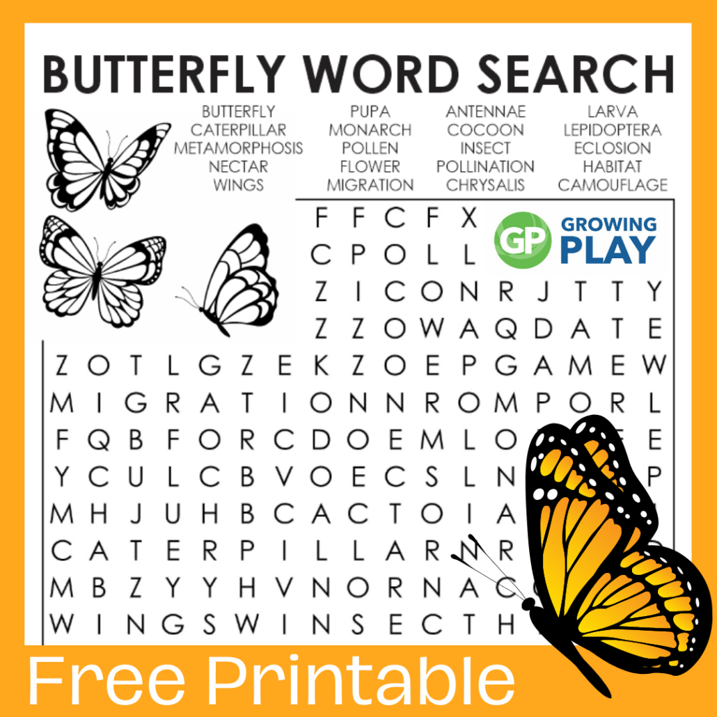 Butterfly Word Search Growing Play